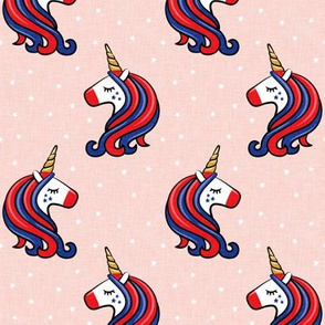 patriotic unicorns - red white and blue - pink - LAD20