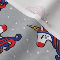 patriotic unicorns - red white and blue - grey - LAD20