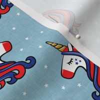 patriotic unicorns - red white and blue - blue - LAD20
