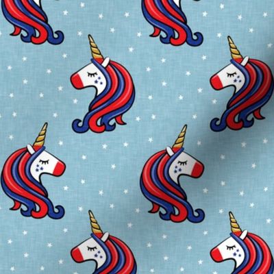 patriotic unicorns - red white and blue - blue - LAD20