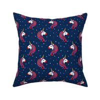 patriotic unicorns - red white and blue - navy - LAD20