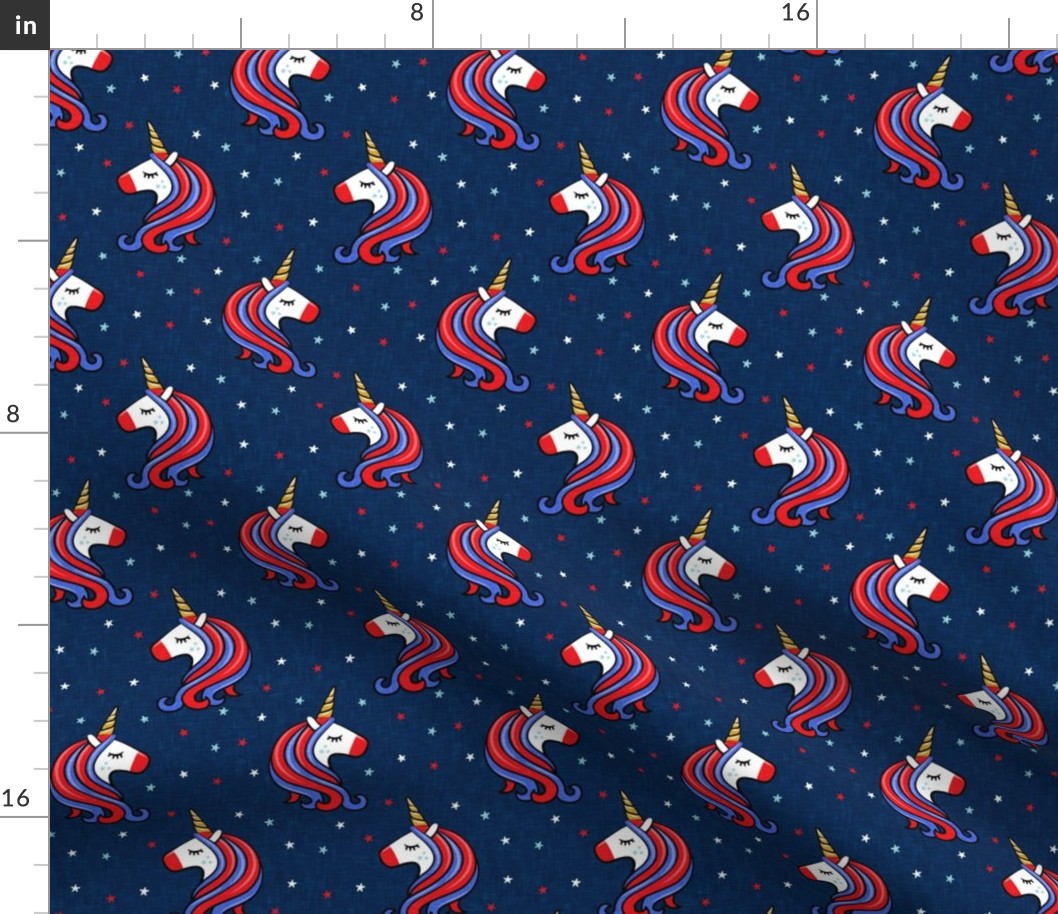 patriotic unicorns - red white and blue - navy - LAD20