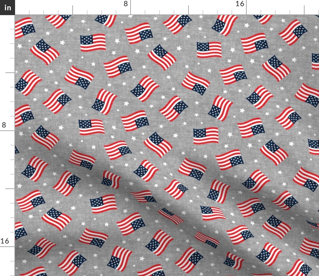 American Flag - USA - stars and flags - grey  - LAD20