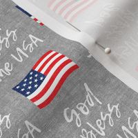God Bless the USA - American Flag - grey - LAD20