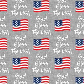 God Bless the USA - American Flag - grey - LAD20