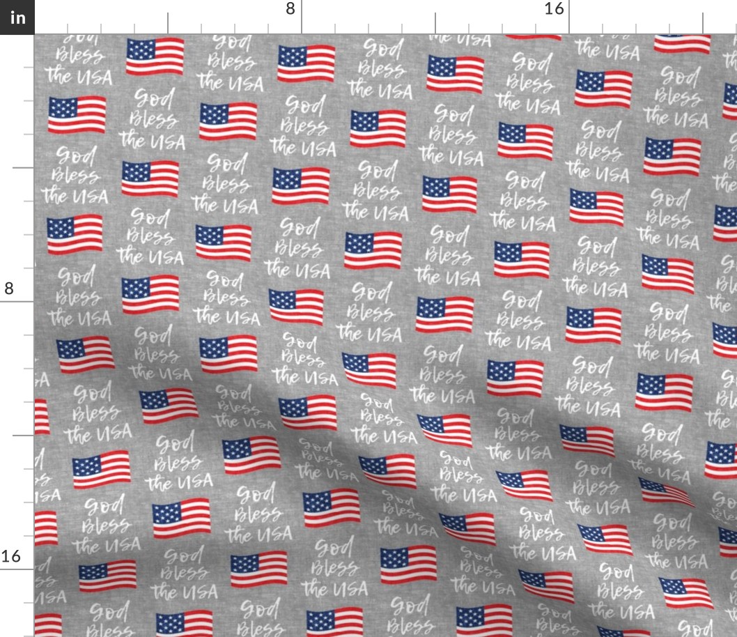 God Bless the USA - American Flag - grey - LAD20