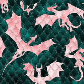 Dragons - pink and emerald scales