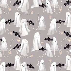 Tiny Sweet Ghosts and Bats - on Gray