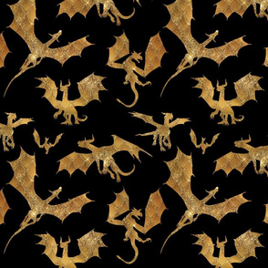 Dragons - gold on black