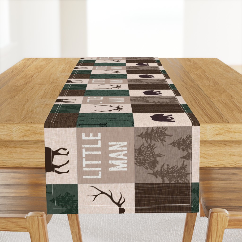little Man Quilt - hunter green and brown - rotated