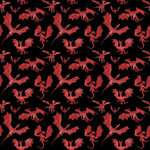 Small dragons - red on black