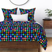 Dotty Spots #2 - multi colours on black, large 