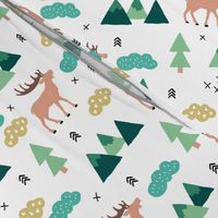 Little camping trip moose mountains and pine tree forest deer design green gender neutral ROTATED