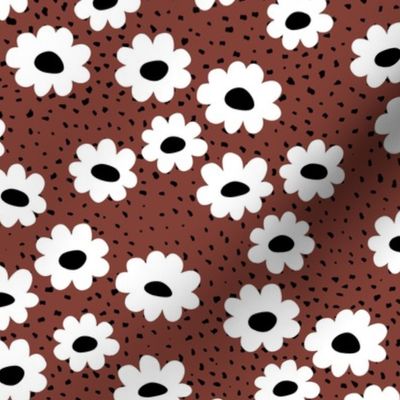 Scandinavian daisies flower design white blossom minimal abstract retro daffodil daisy modern stone red SMALL