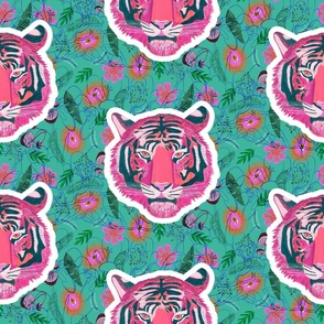 Pink Tigers Aqua Medium Scale