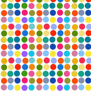 Dotty Spots #1 - multi colours on white,  medium 