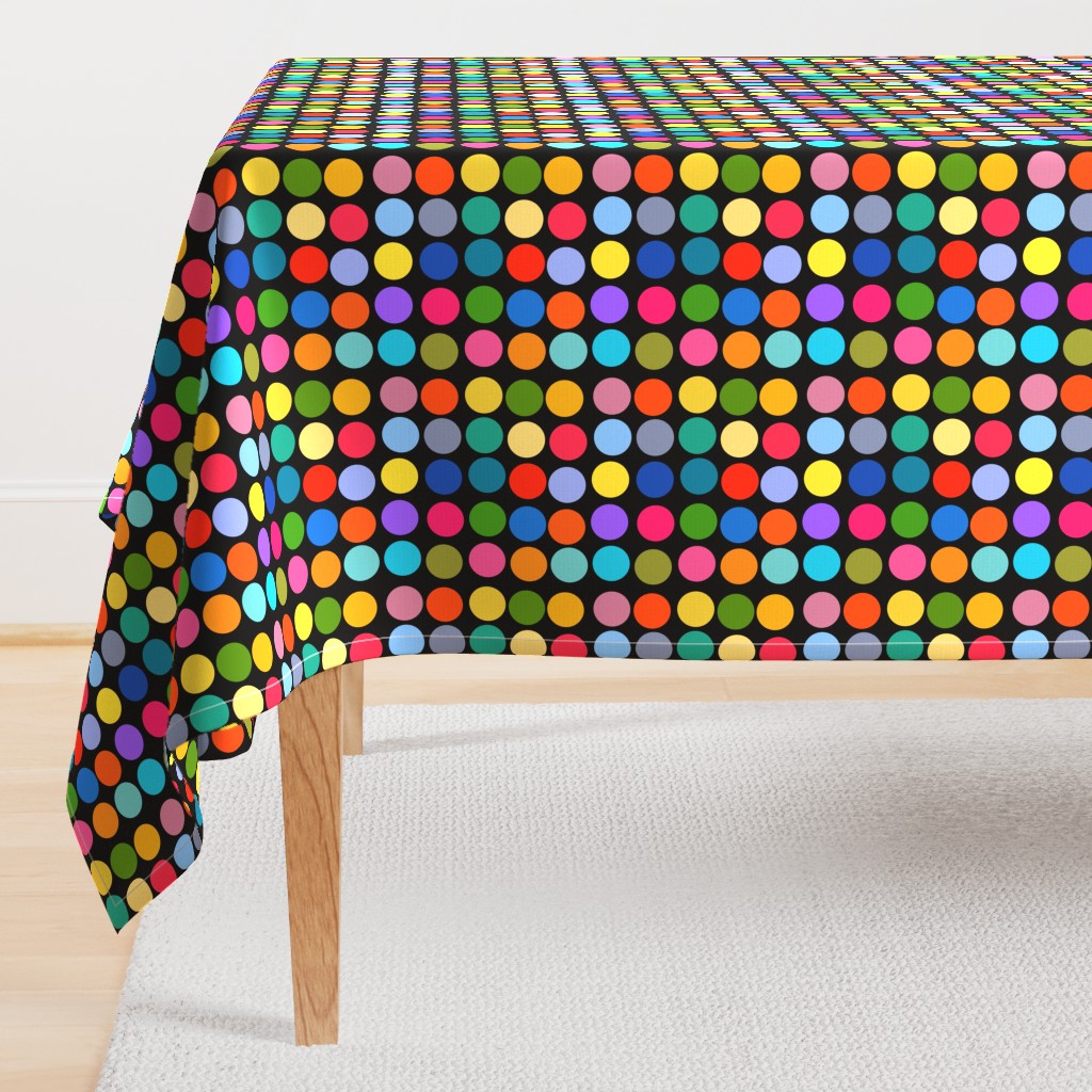 Dotty Spots #1 - multi colours on black, medium