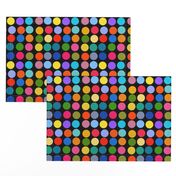 Dotty Spots #1 - multi colours on black, medium