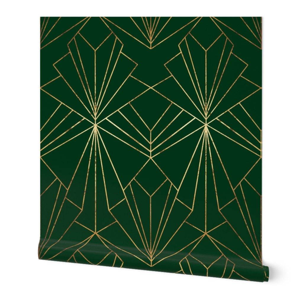 Art Deco on Emerald Green - Large Scale