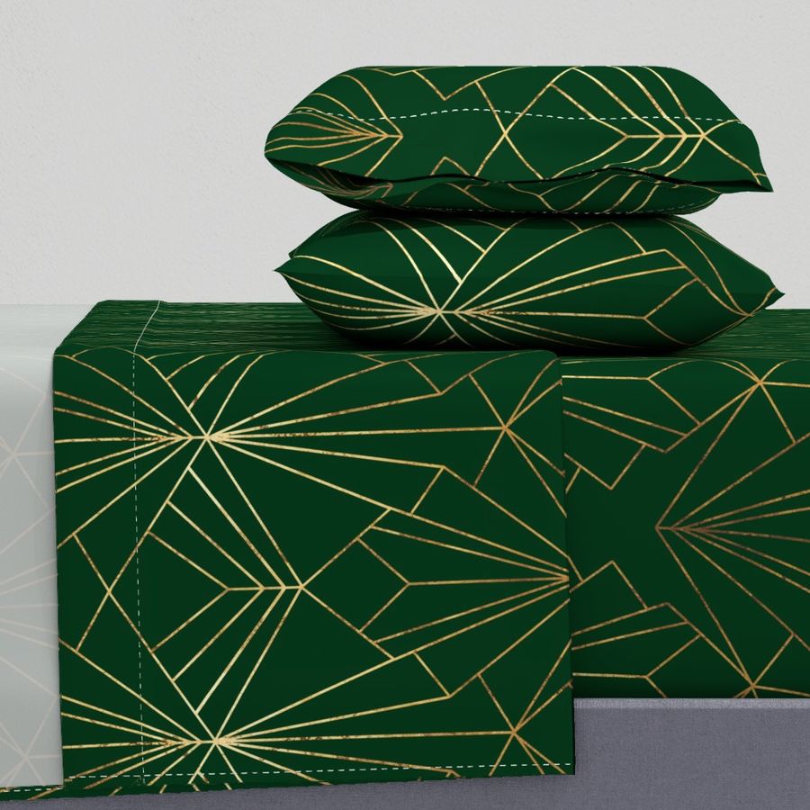 Art Deco in Emerald Green - Large Scale Wrapping Paper by Wellington Boot