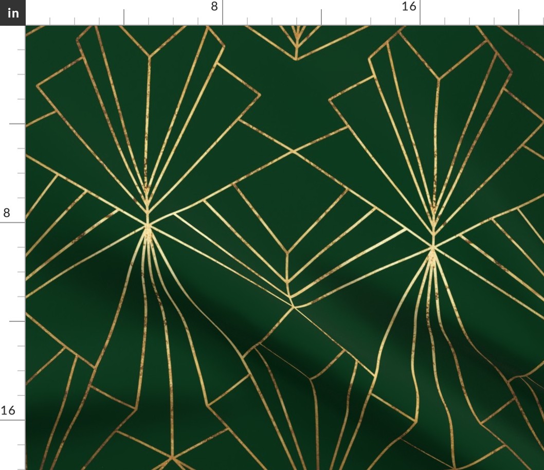 Art Deco on Emerald Green - Large Scale