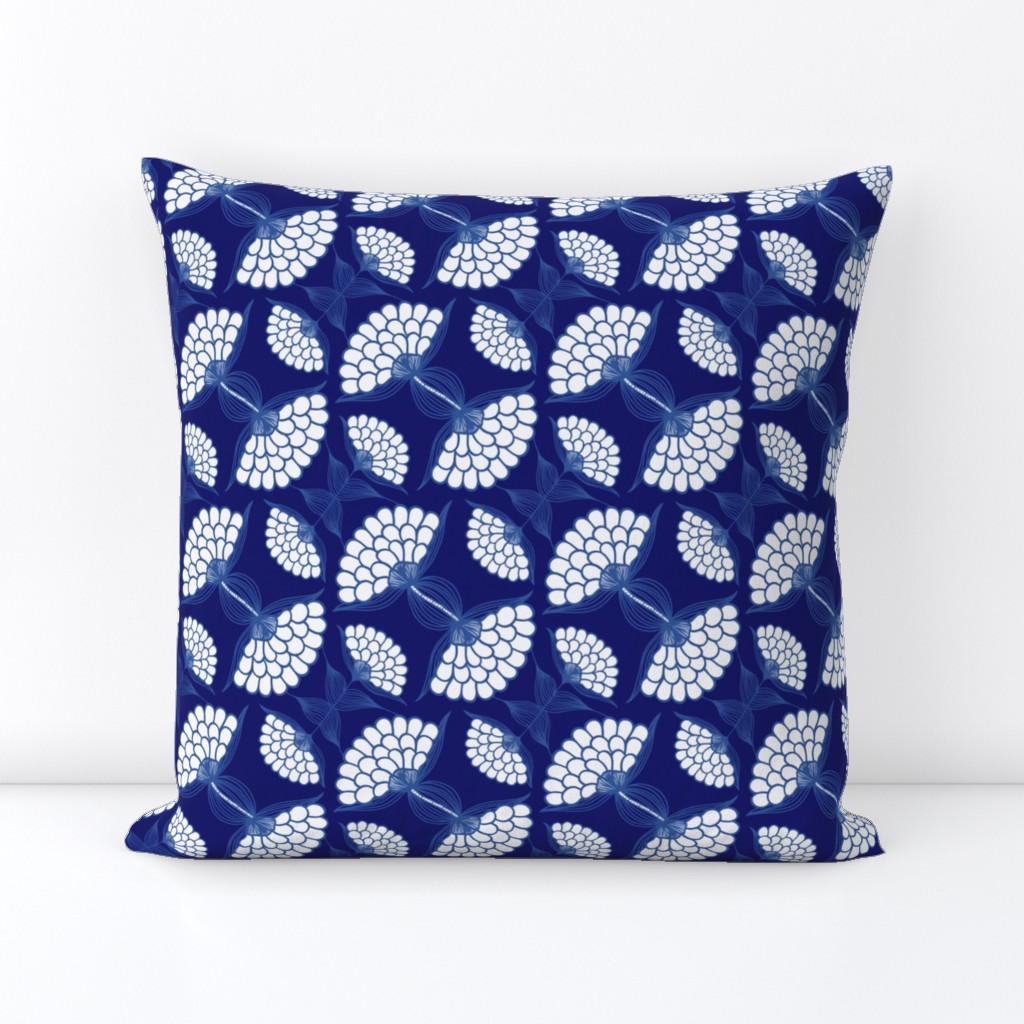 Bold Floral Print in Navy - Small Scale