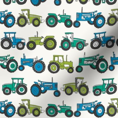 tractor fabric - vintage tractors, farm fabric, farmyard fabric, kids fabric,, nursery fabric, - green