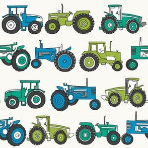 tractor fabric - vintage tractors, farm fabric, farmyard fabric, kids fabric,, nursery fabric, - green