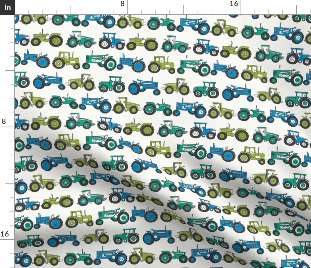 tractor fabric - vintage tractors, farm fabric, farmyard fabric, kids fabric,, nursery fabric, - green