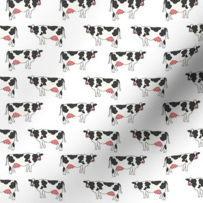 cow fabric - farm fabric, farm animal fabric, dairy cow, black and white cow, freisian cow, holstein cow - white