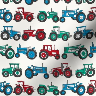 tractor fabric - vintage tractors, farm fabric, farmyard fabric, kids fabric,, nursery fabric, - red