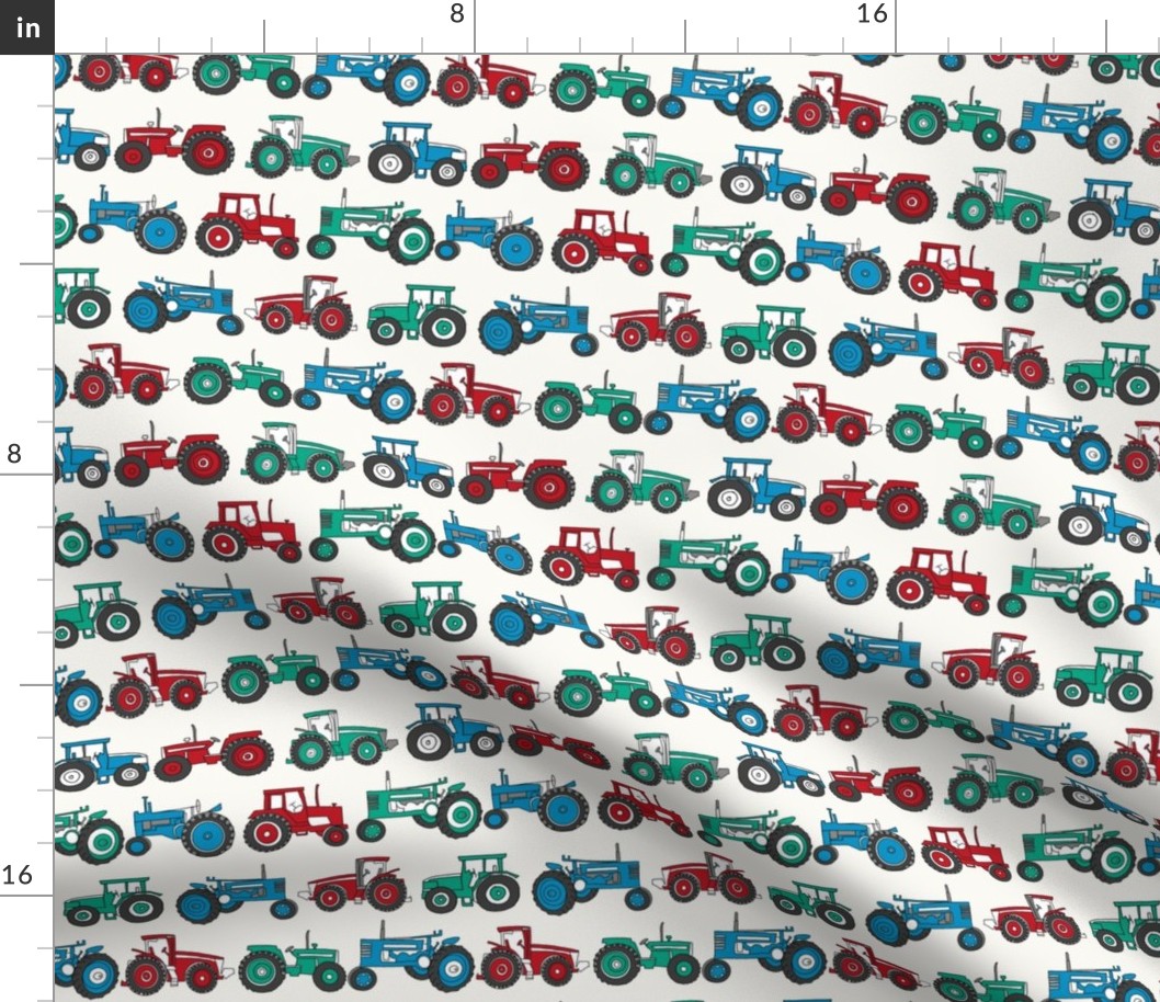 tractor fabric - vintage tractors, farm fabric, farmyard fabric, kids fabric,, nursery fabric, - red