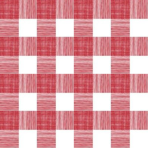 hand-drawn gingham fabric - gingham fabric, stripes, check, plaid - red