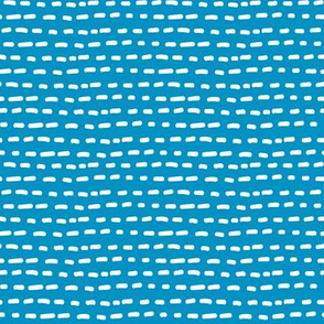 stripe fabric - dots, lines fabric, hand drawn fabric, simple fabric, neutral fabric, nursery - bright blue