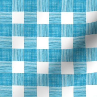 hand-drawn gingham fabric - gingham fabric, stripes, check, plaid - bright blue