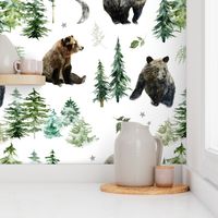 Woodland Bears and Forest Trees