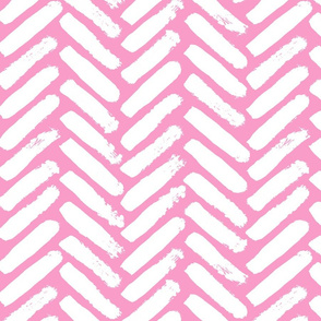 Painterly Herringbone // Candy Pink