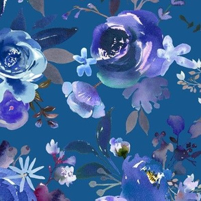 Classic Blue Watercolor Floral 