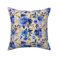 Classic Blue Watercolor Floral // Biscuit