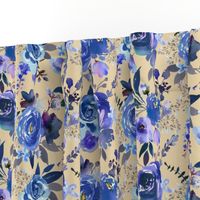 Classic Blue Watercolor Floral // Biscuit