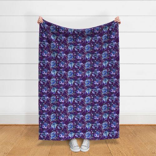 Classic Blue Watercolor Floral // Eggplant