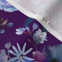 Classic Blue Watercolor Floral // Eggplant