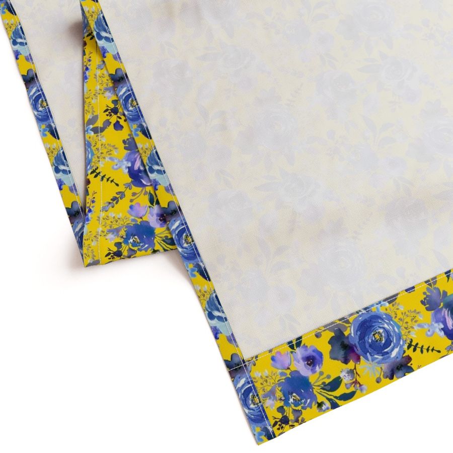 Classic Blue Watercolor Floral // Golden Yellow