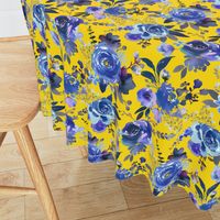 Classic Blue Watercolor Floral // Golden Yellow