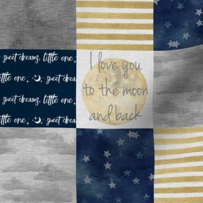 3” love you to the moon and back - navy and gold