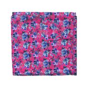 Classic Blue Watercolor Floral // Hot Pink