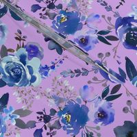 Classic Blue Watercolor Floral // Lavender 