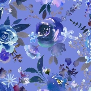 Classic Blue Watercolor Floral // Periwinkle