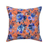 Classic Blue Watercolor Floral // Persimmon