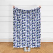 Classic Blue Watercolor Floral (Medium Size Repeat)